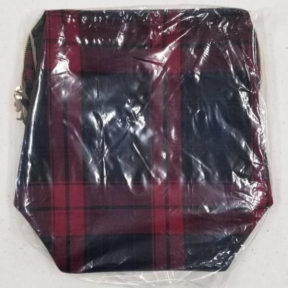 Waterproof Plaid Large Opening Makeup Cosmetic Bag - Picture 9 of 14